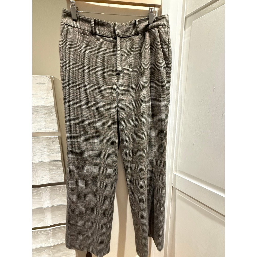 Lauren Ralph Lauren Petite Wool Angora Plaid Dress Pants Grey Pink 8P